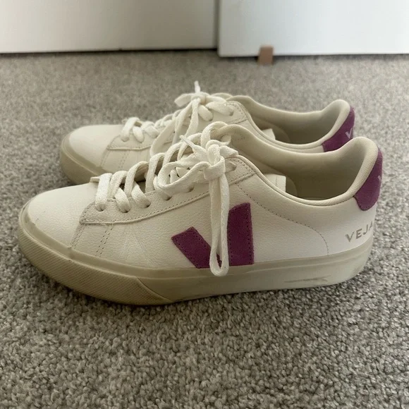 Veja Women's Cream and Pink/Purple Campos Sneakers - Picture 1 of 4